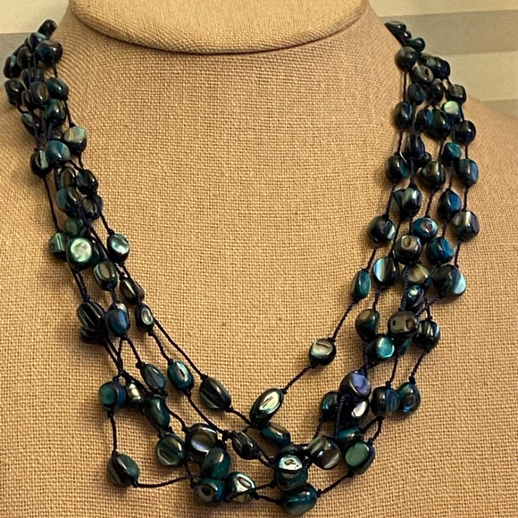 Coldwater Creek NWT Blue shell  multi strand necklace - Picture 1 of 4